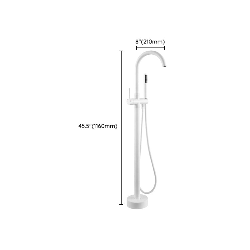 Floor Mounted Freestanding Tub Filler Metal Freestanding Bathtub Faucet in White