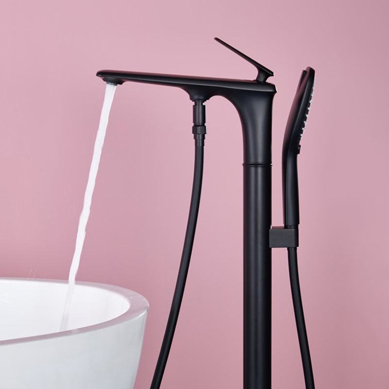 Floor Mounted Copper Freestanding Tub Filler One Handle Freestanding Bathtub Faucet