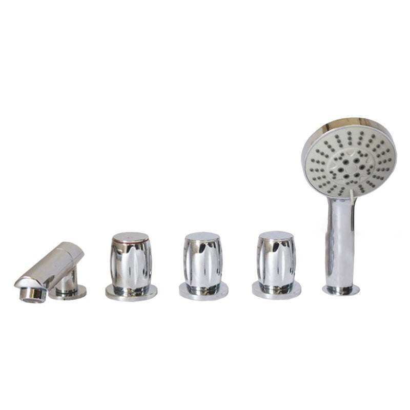 Deck Mounted Copper Roman Tub Faucet Low Arc Roman Tub Faucet Set in Chrome