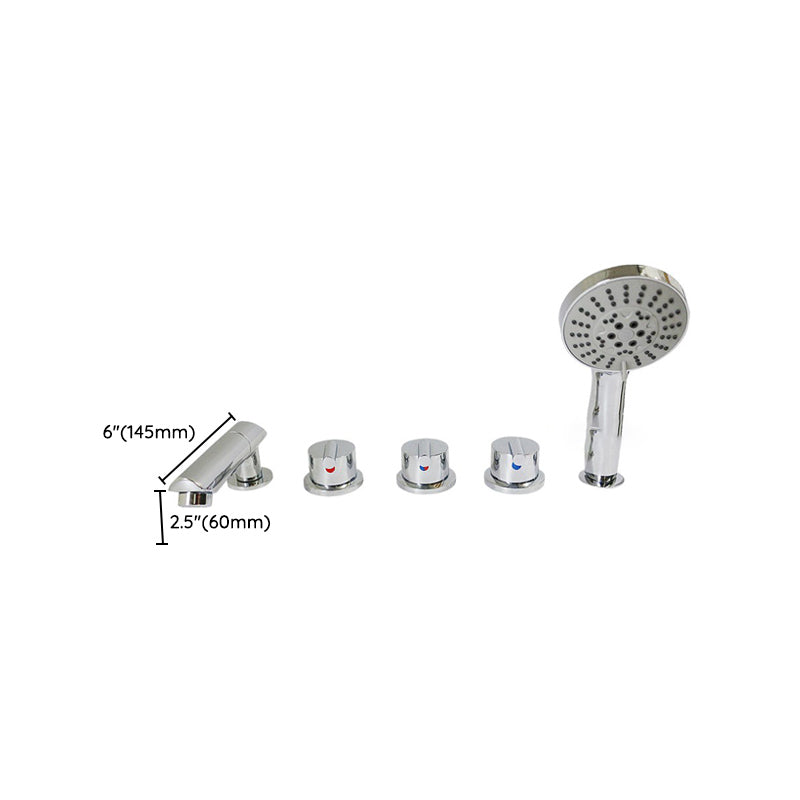 Deck Mounted Copper Roman Tub Faucet Low Arc Roman Tub Faucet Set in Chrome