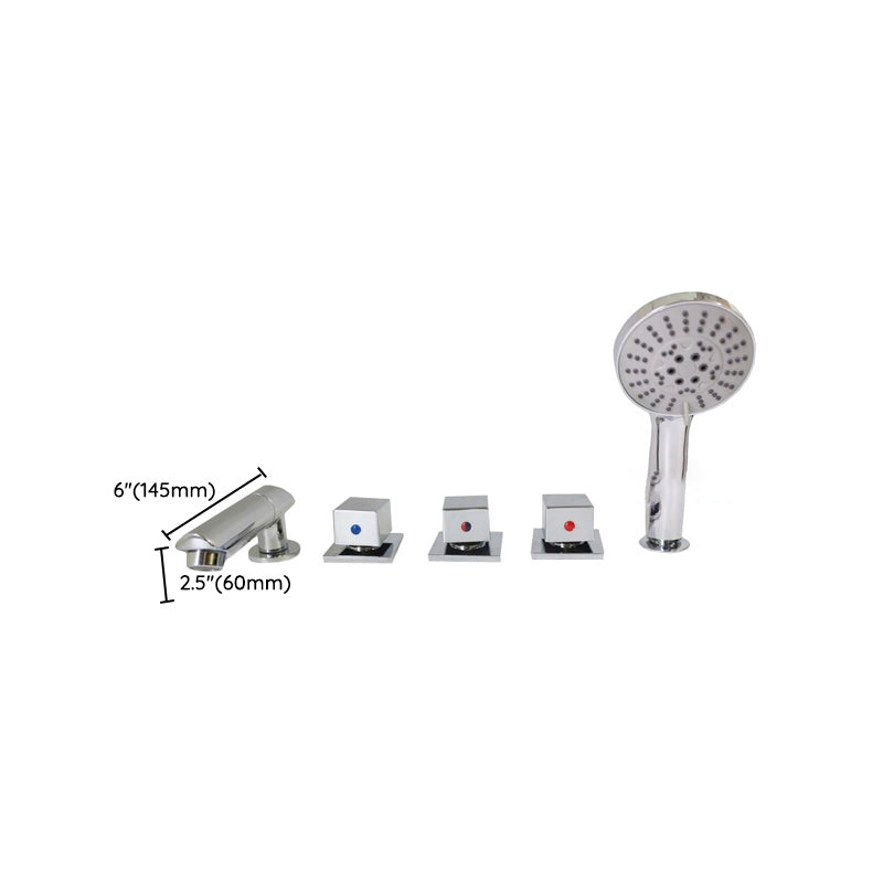 Deck Mounted Copper Roman Tub Faucet Low Arc Roman Tub Faucet Set in Chrome