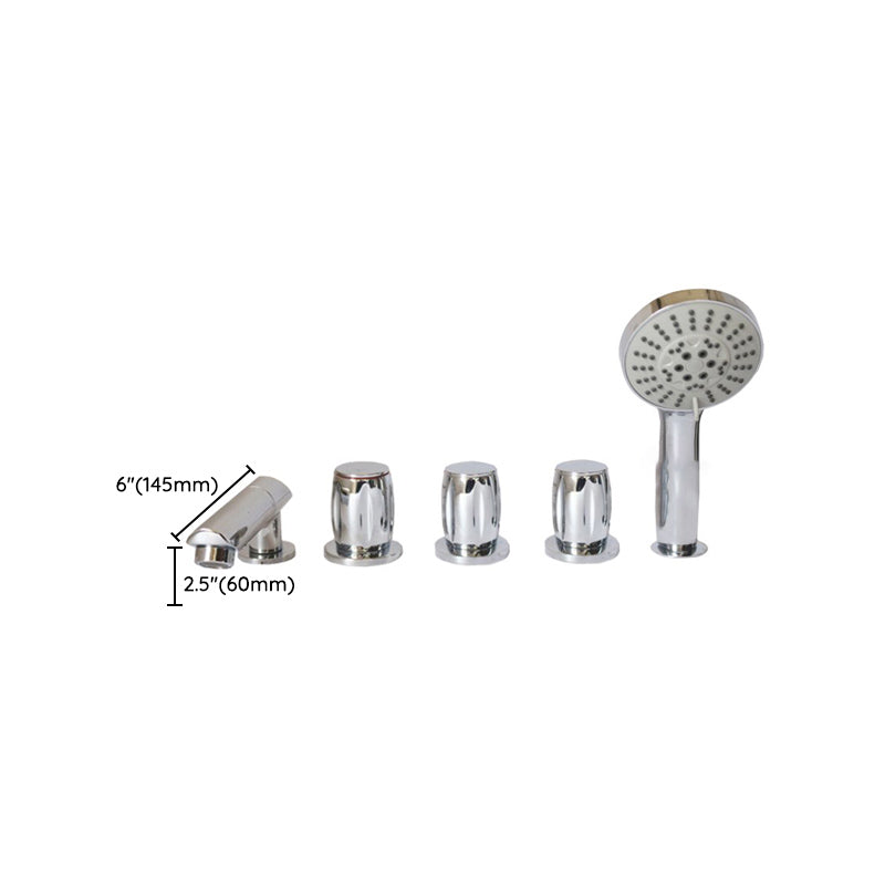 Deck Mounted Copper Roman Tub Faucet Low Arc Roman Tub Faucet Set in Chrome