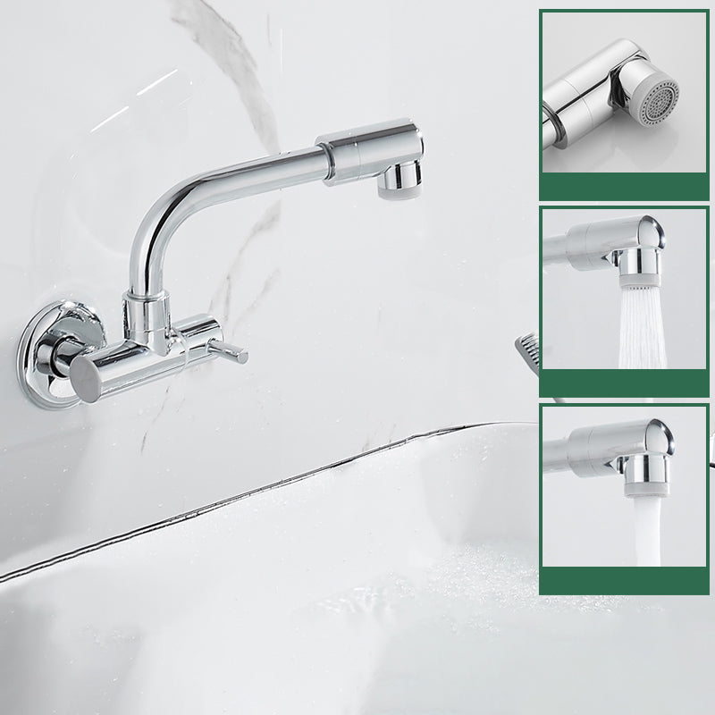 Wall Mounted Metal Tub Filler Low Arc Waterfall Bathtub Faucet