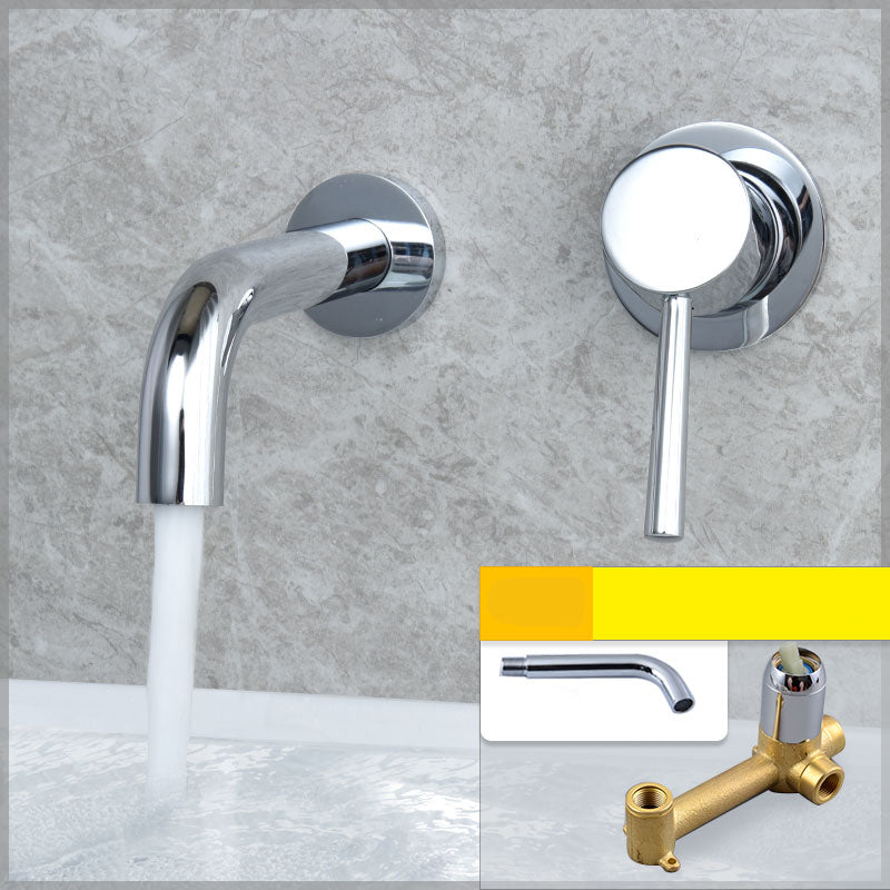 Wall Mounted Metal Tub Filler Low Arc Tubular Bathroom Faucet