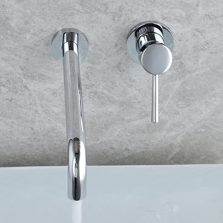 Wall Mounted Metal Tub Filler Low Arc Tubular Bathroom Faucet