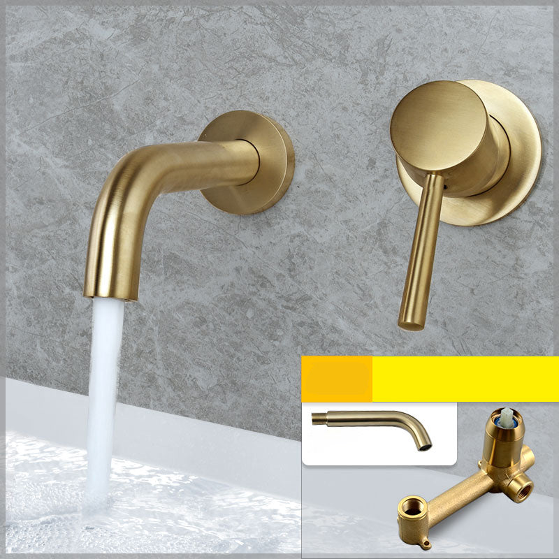 Wall Mounted Metal Tub Filler Low Arc Tubular Bathroom Faucet