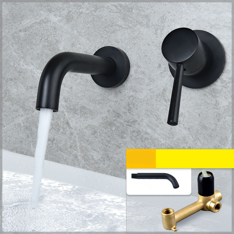 Wall Mounted Metal Tub Filler Low Arc Tubular Bathroom Faucet