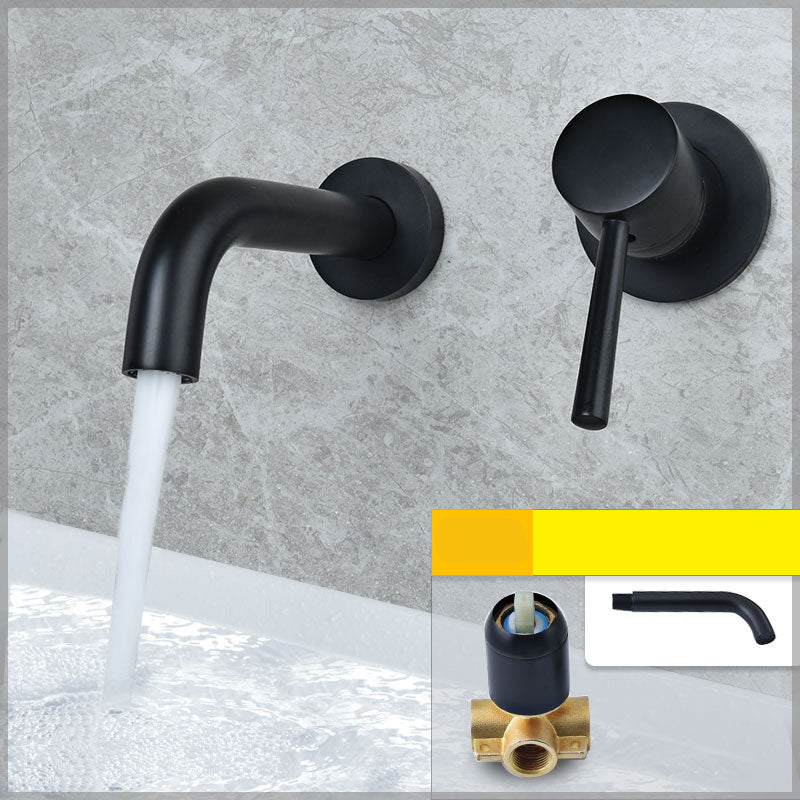 Wall Mounted Metal Tub Filler Low Arc Tubular Bathroom Faucet