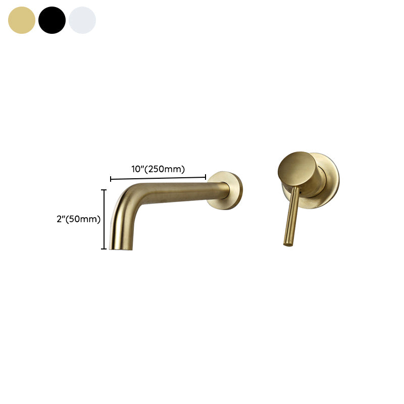 Wall Mounted Metal Tub Filler Low Arc Tubular Bathroom Faucet