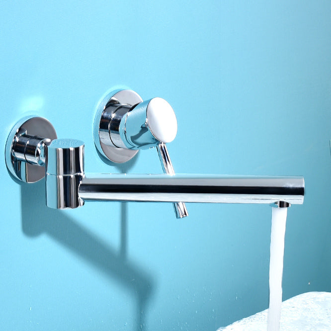 Contemporary Wall Mounted One Handle Kitchen Faucet Low Arch Water Filler