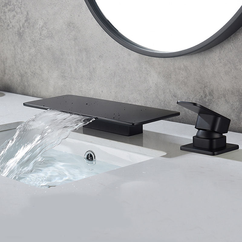 Square Brass Tub Faucet in Black with Single Handle Bathroom Faucet
