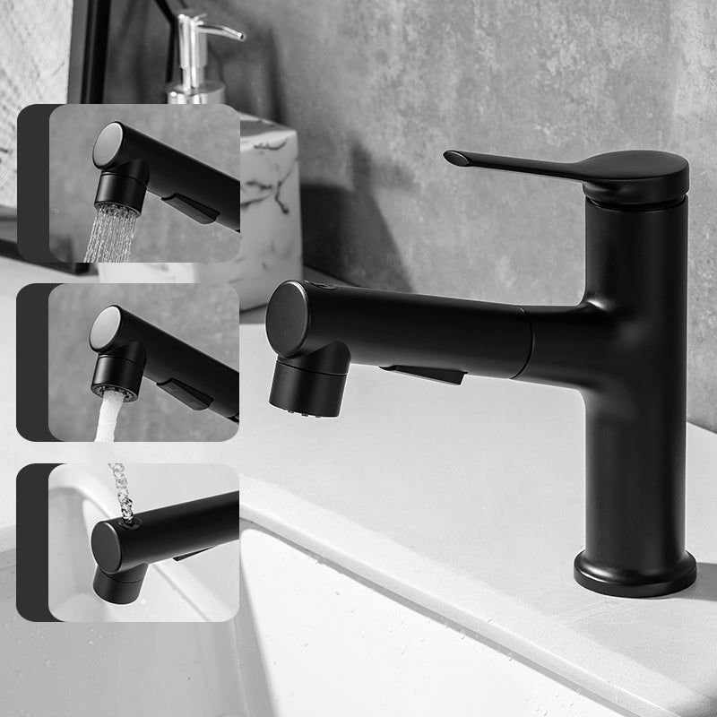 Modern Vessel Sink Faucet Lever Handle with Pull Down Sprayer