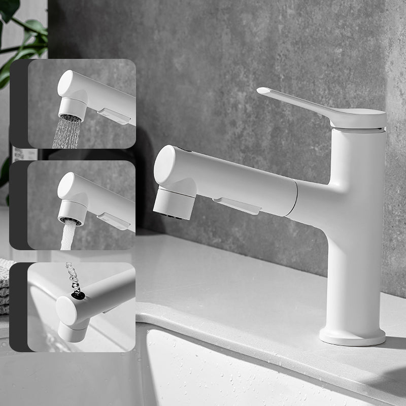Modern Vessel Sink Faucet Lever Handle with Pull Down Sprayer