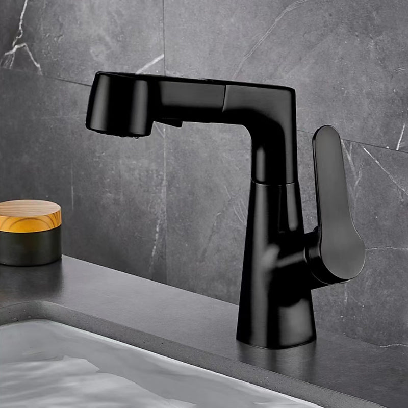 Modern Vessel Sink Faucet Lever Handle with Pull Down Sprayer