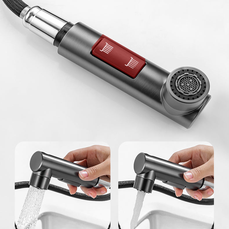 Modern Vessel Sink Faucet Lever Handle with Pull Down Sprayer
