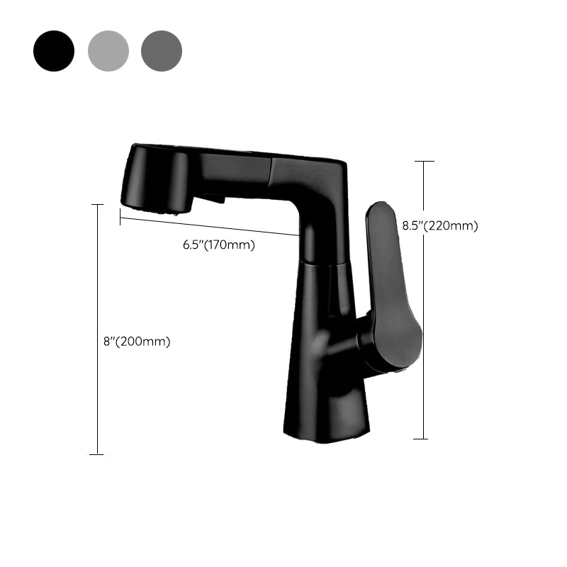 Modern Vessel Sink Faucet Lever Handle with Pull Down Sprayer