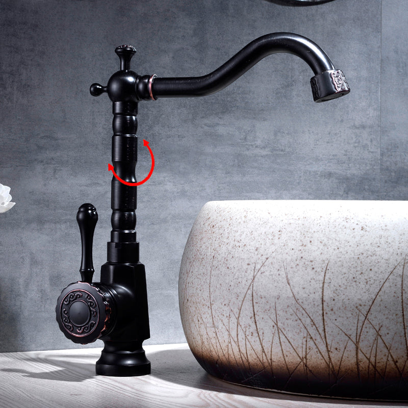 Glam Style Vessel Sink Faucet Swivel Spout Lever Handle Vessel Faucet