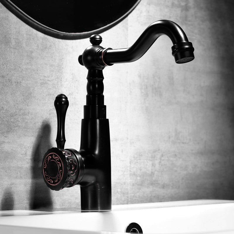 Glam Style Vessel Sink Faucet Swivel Spout Lever Handle Vessel Faucet