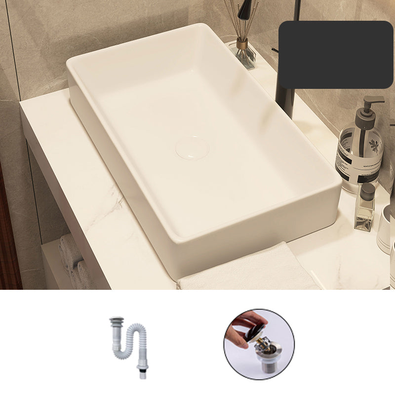 Modern Style White Bathroom Sink Rectangle Ceramic Bathroom Sink