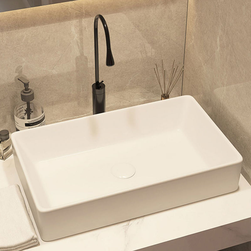 Modern Style White Bathroom Sink Rectangle Ceramic Bathroom Sink