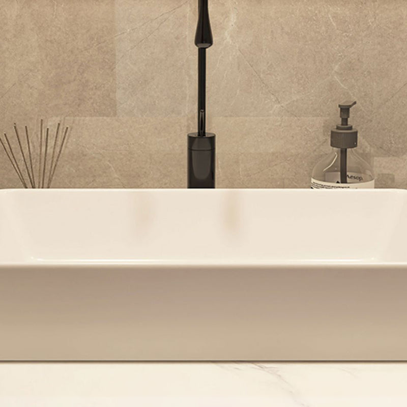 Modern Style White Bathroom Sink Rectangle Ceramic Bathroom Sink