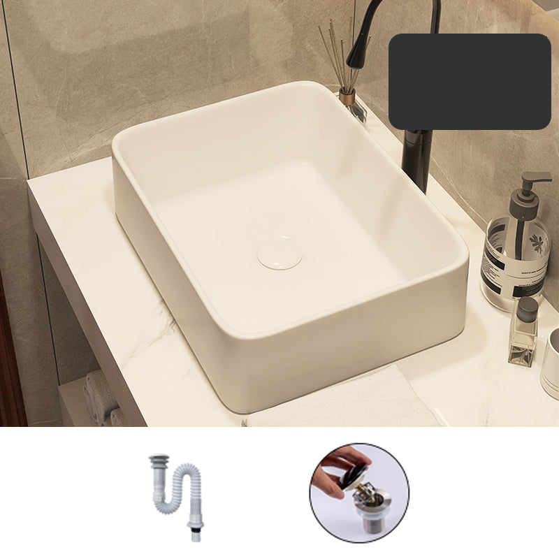 Modern Style White Bathroom Sink Rectangle Ceramic Bathroom Sink