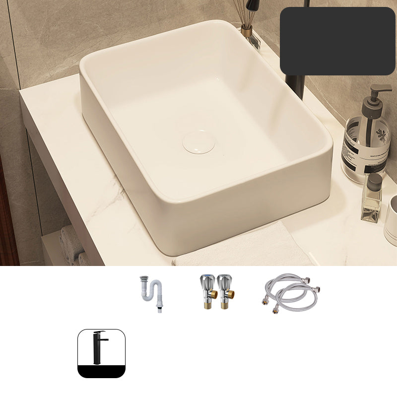 Modern Style White Bathroom Sink Rectangle Ceramic Bathroom Sink
