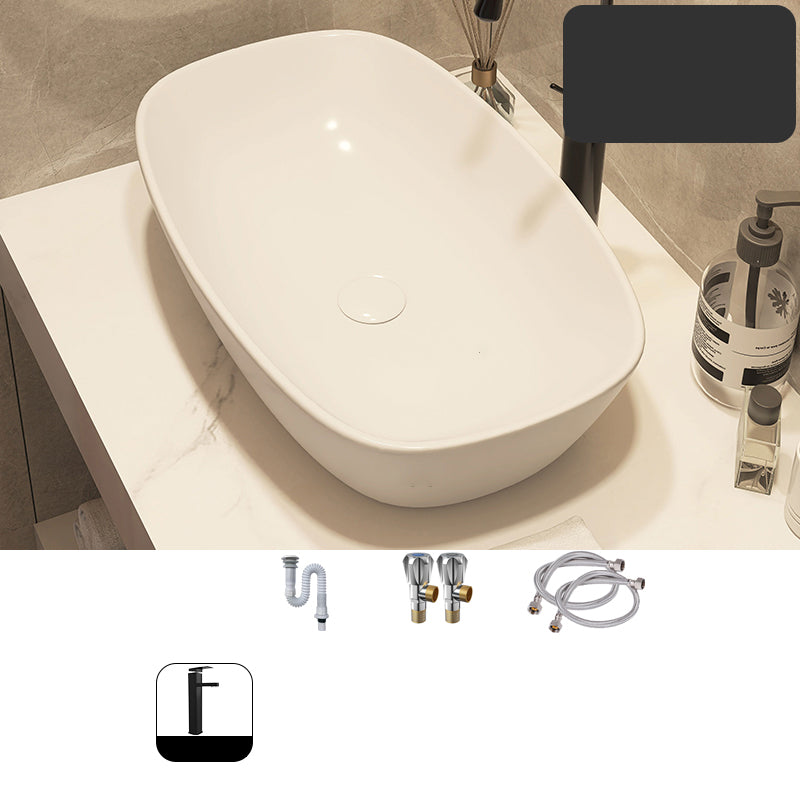 Modern Style White Bathroom Sink Rectangle Ceramic Bathroom Sink