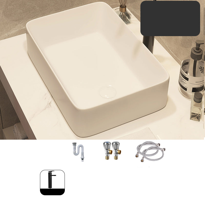 Modern Style White Bathroom Sink Rectangle Ceramic Bathroom Sink