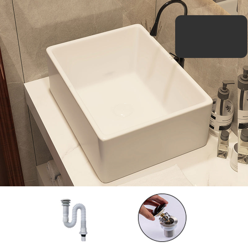 Modern Style White Bathroom Sink Rectangle Ceramic Bathroom Sink