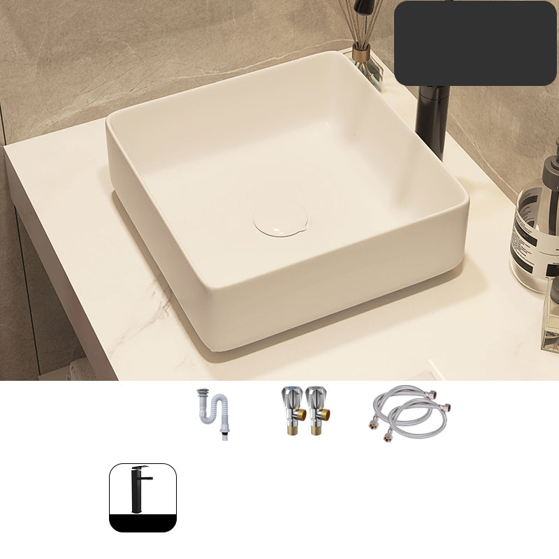 Modern Style White Bathroom Sink Rectangle Ceramic Bathroom Sink