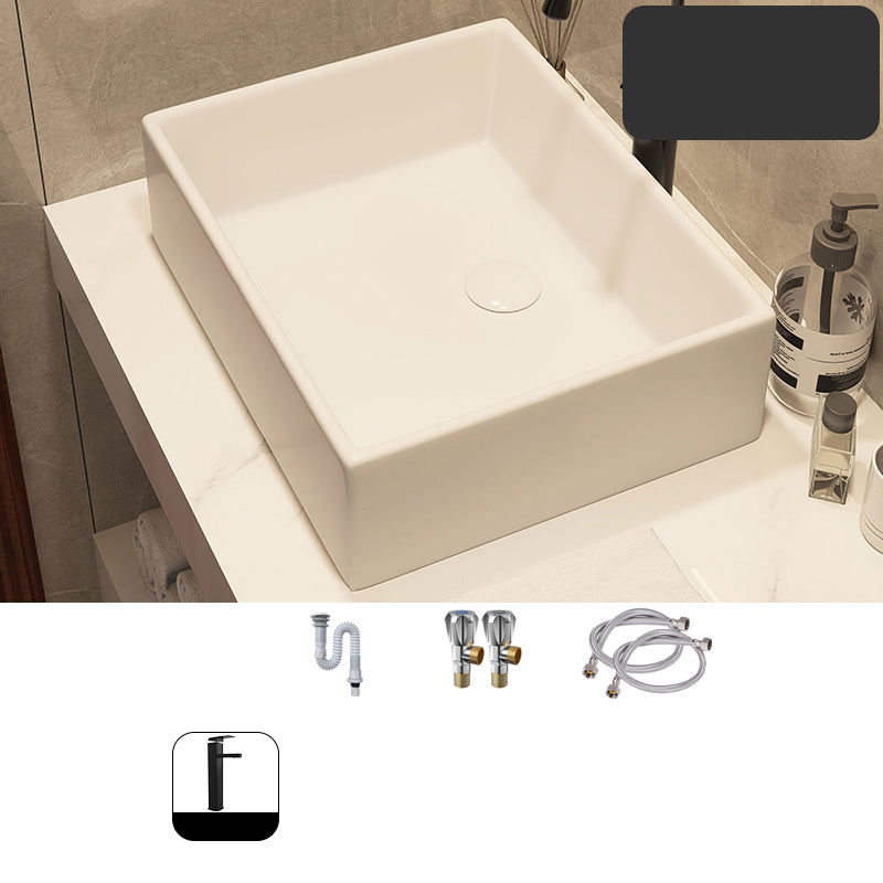 Modern Style White Bathroom Sink Rectangle Ceramic Bathroom Sink