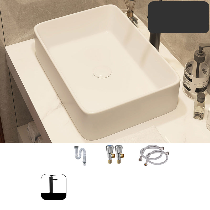 Modern Style White Bathroom Sink Rectangle Ceramic Bathroom Sink