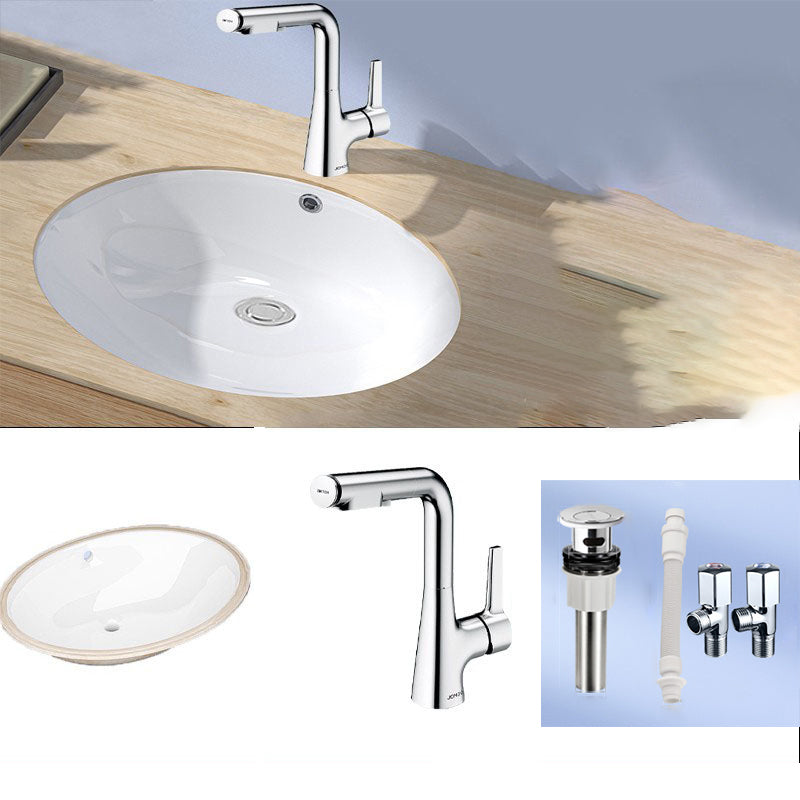 Modern Style Bathroom Sink Overflow Hole Design Undermount Ceramic Bathroom Sink