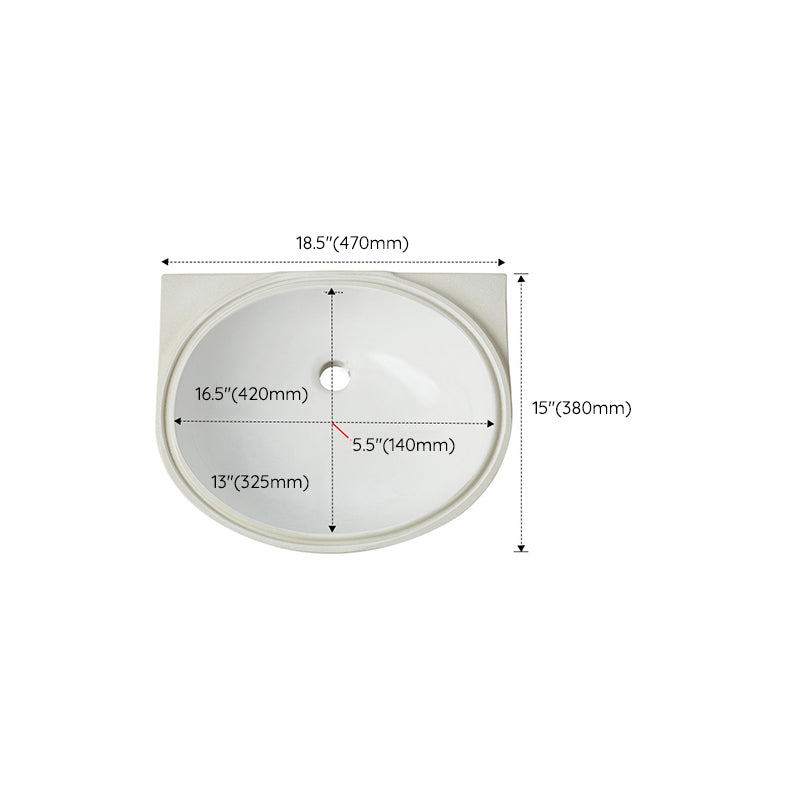 Modern Style Bathroom Sink Oval-shape Ceramic Bathroom Sink in White