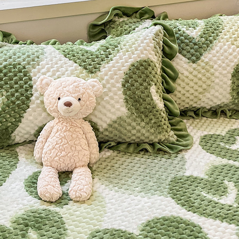 Vintage Fitted Sheet Heart Printed Fade Resistant Flannel Fitted Sheet