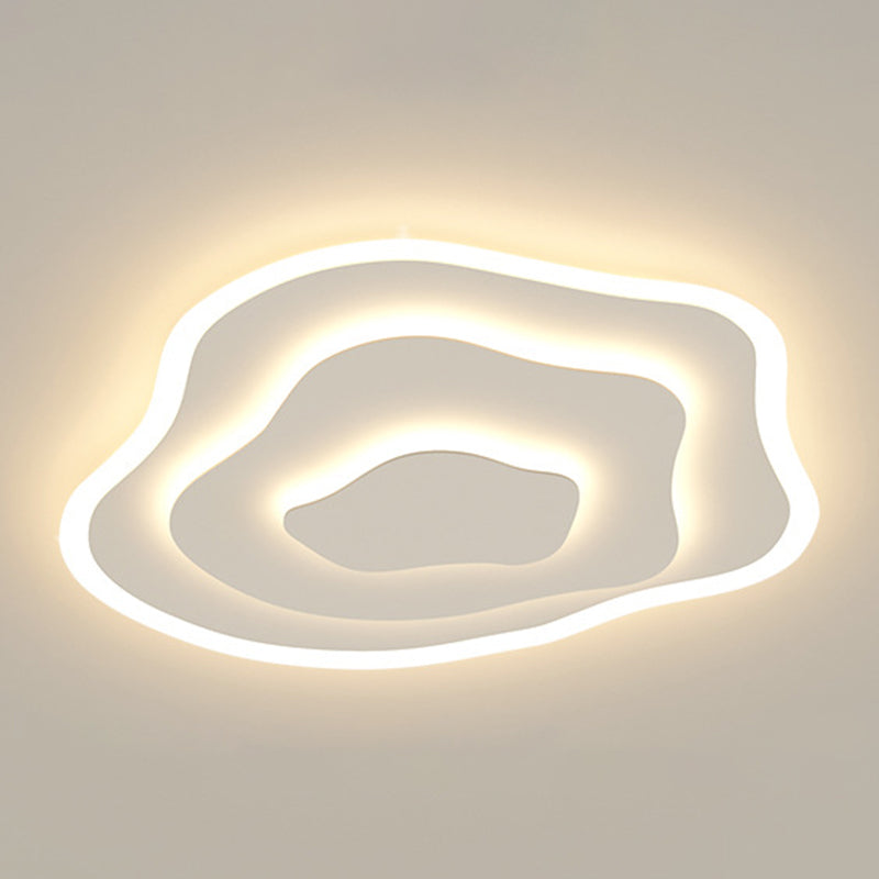 Single White LED Flush Mount Lighting Modern Unique Ceiling Light for Bedroom