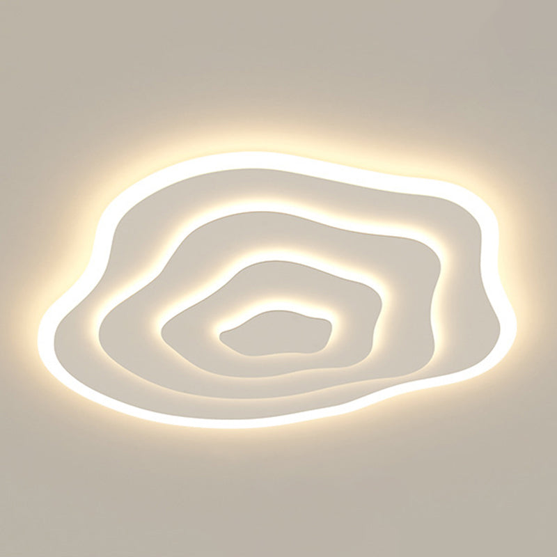 Single White LED Flush Mount Lighting Modern Unique Ceiling Light for Bedroom