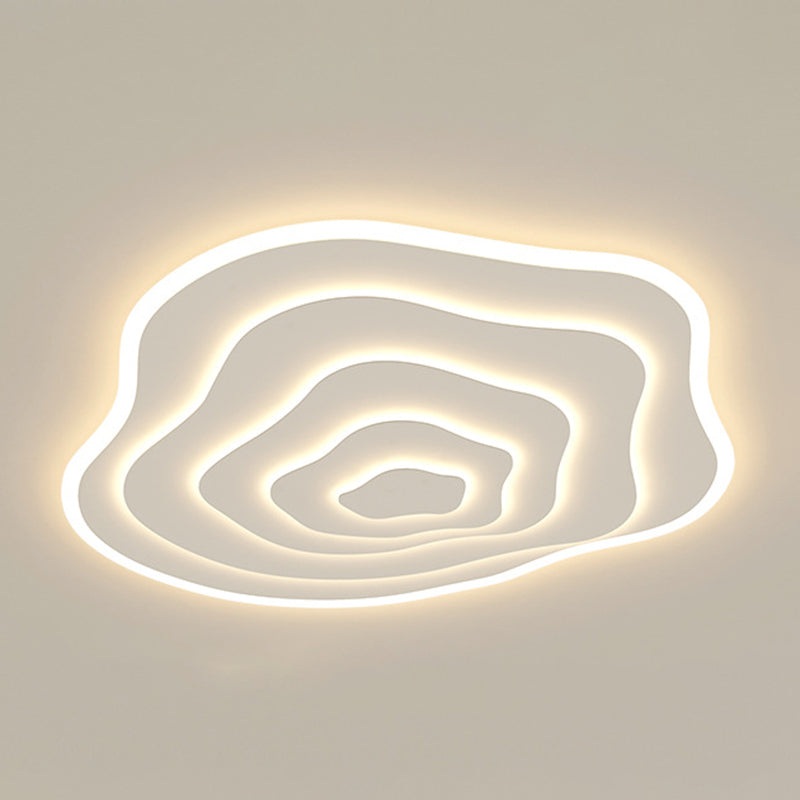 Single White LED Flush Mount Lighting Modern Unique Ceiling Light for Bedroom