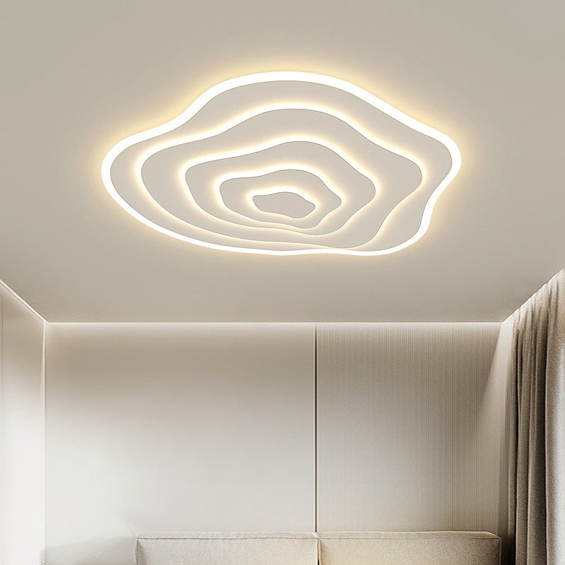 Single White LED Flush Mount Lighting Modern Unique Ceiling Light for Bedroom