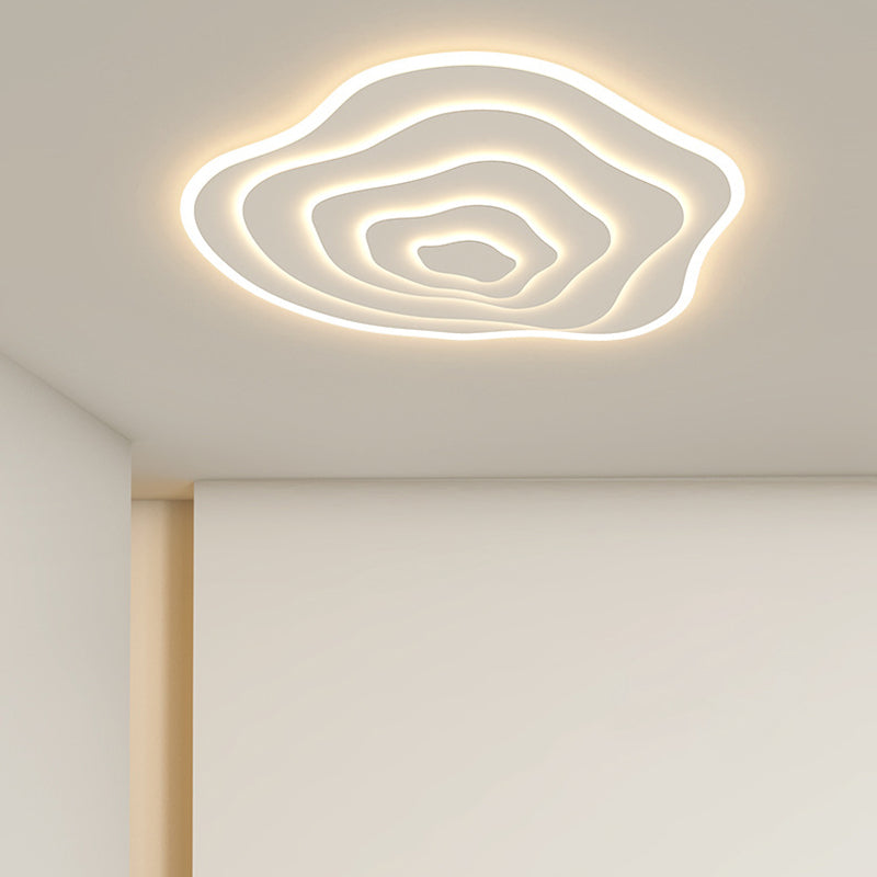 Single White LED Flush Mount Lighting Modern Unique Ceiling Light for Bedroom