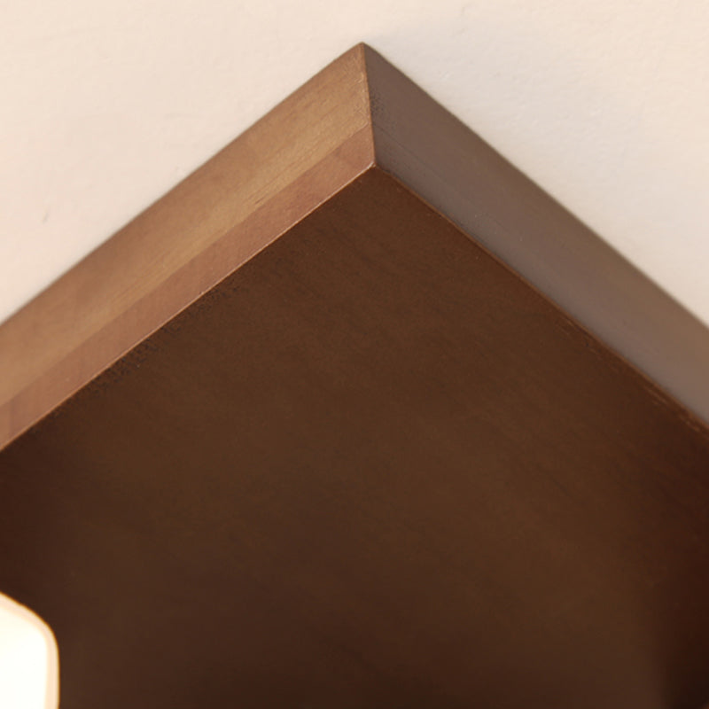 Square Shape Wood Flush Light Modern Style Multi Lights Flush Mount Fixture