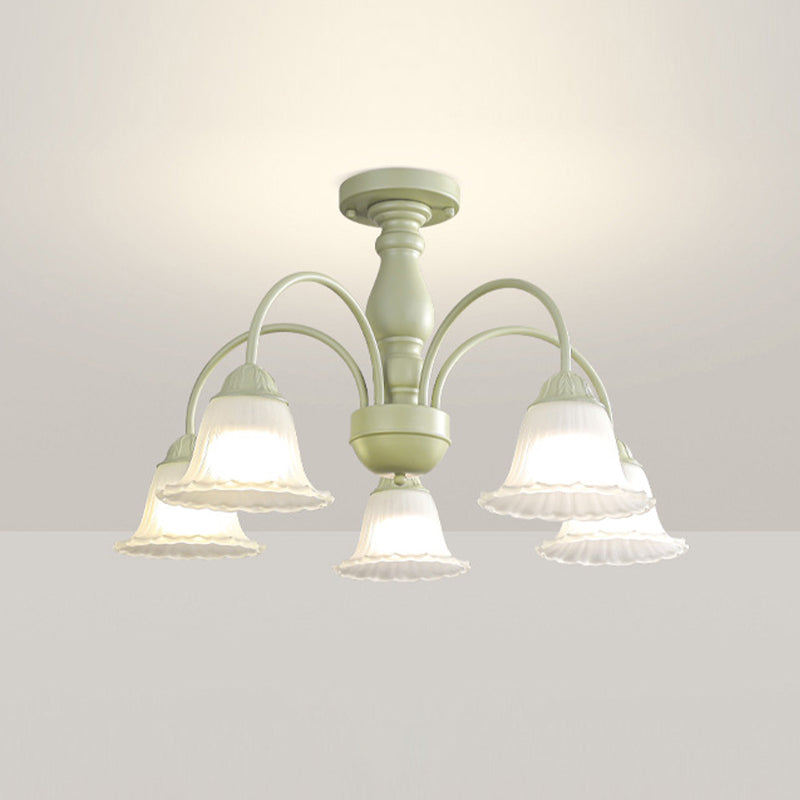 Modern Ceiling Lamp Metal Flush Mount Light Fixture with Glass Shade for Bedroom