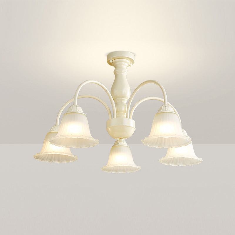 Modern Ceiling Lamp Metal Flush Mount Light Fixture with Glass Shade for Bedroom