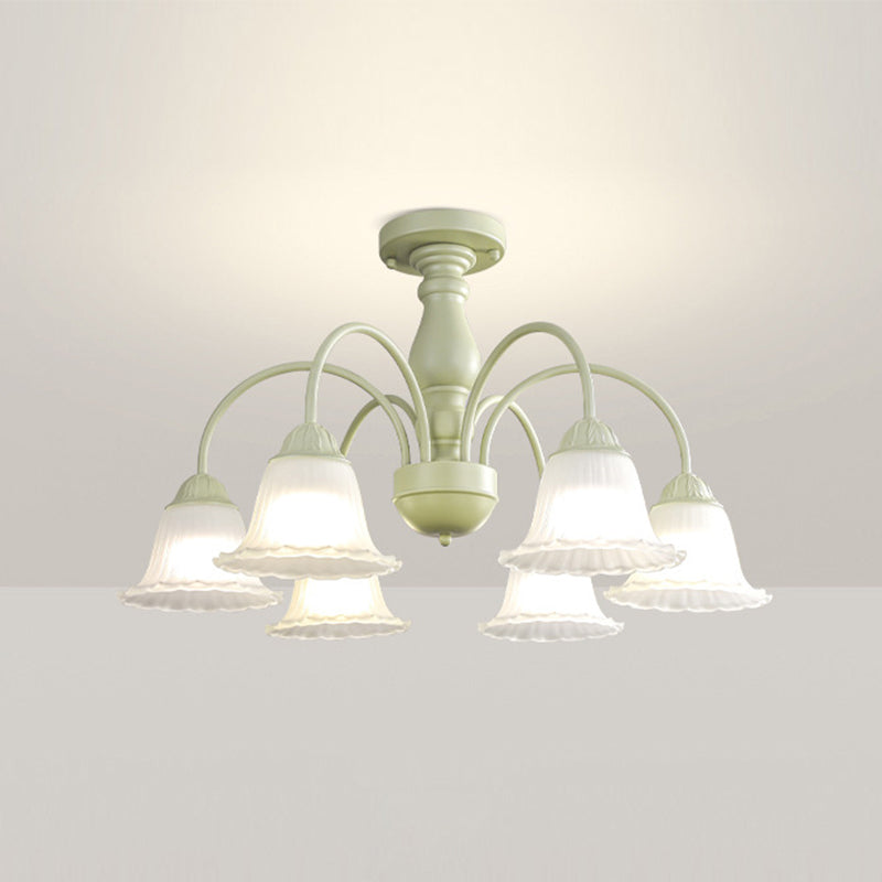 Modern Ceiling Lamp Metal Flush Mount Light Fixture with Glass Shade for Bedroom
