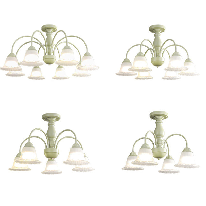 Modern Ceiling Lamp Metal Flush Mount Light Fixture with Glass Shade for Bedroom