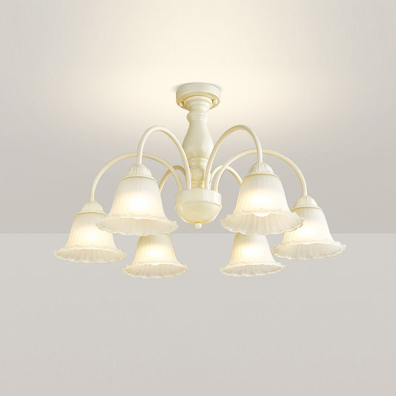 Modern Ceiling Lamp Metal Flush Mount Light Fixture with Glass Shade for Bedroom