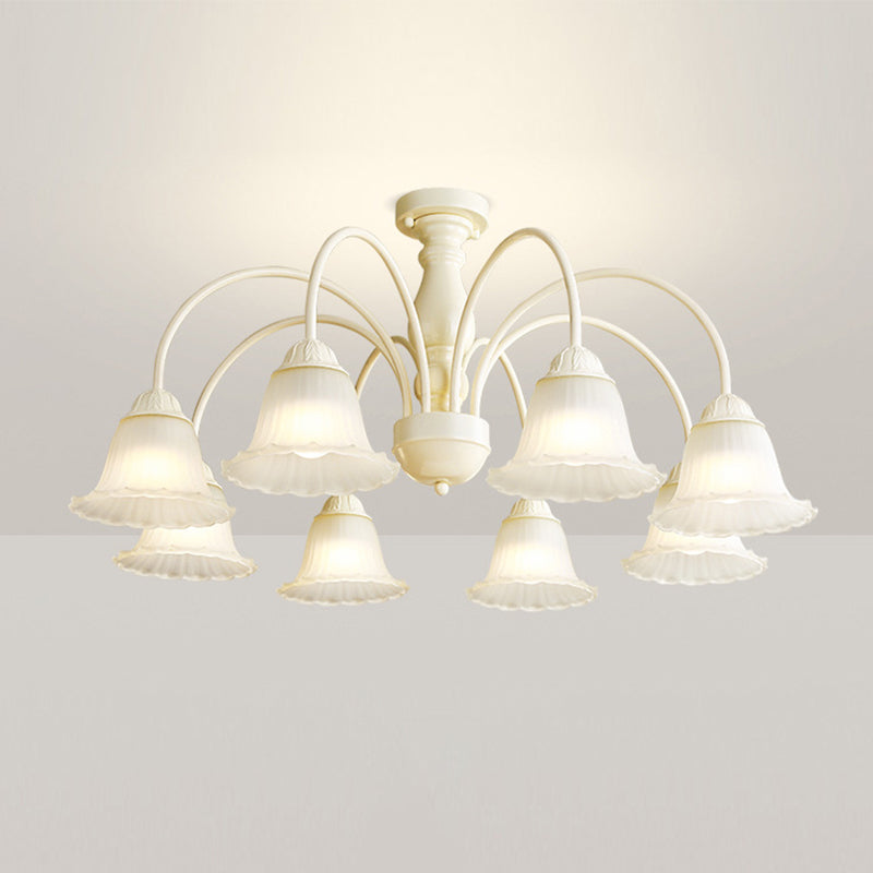 Modern Ceiling Lamp Metal Flush Mount Light Fixture with Glass Shade for Bedroom
