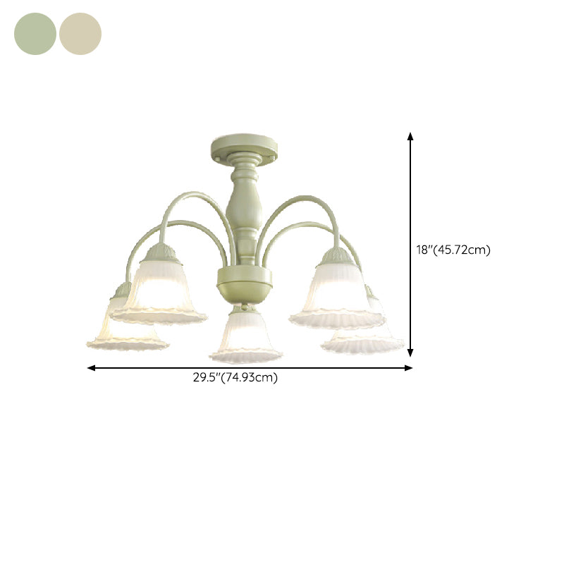 Modern Ceiling Lamp Metal Flush Mount Light Fixture with Glass Shade for Bedroom