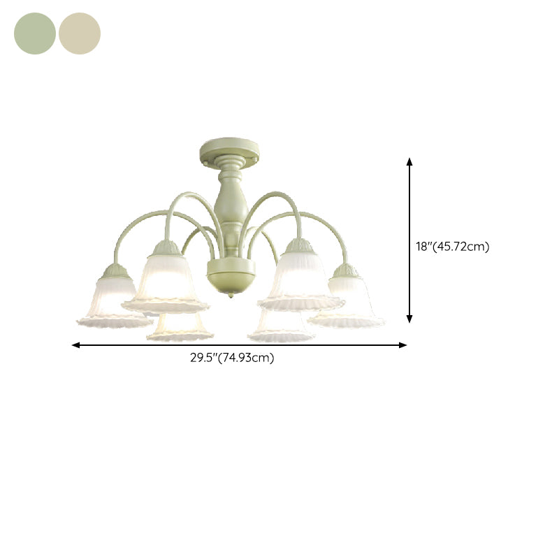 Modern Ceiling Lamp Metal Flush Mount Light Fixture with Glass Shade for Bedroom
